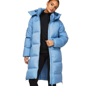 Women Quilted Jacket Long Sleeve Hooded Solid Color Winter Standard Polyester Wadding Windproof Waterproof Breathable <b>Zipper</b> - Product Image 3