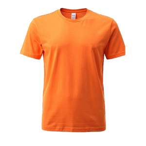 Men's Orange Short Sleeve T-Shirt 100% Cotton O-Neck Regular Fit Solid Color Casual Jersey Knitted Tee Mens - Product Image 6