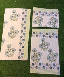 100% Cotton <b>Hand</b> Block Print Cotton Waffle Towel <b>Set</b> Blue Daisy Floral Vine Border Jaipuri Bath <b>Hand</b> Towel Stripe Bulk OEM Whole - Product Image 1