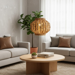 Lámpara de Techo Hecha a Mano en Vietnam con Jacinto de Agua Natural, Lámpara Colgante Estilo Rústico para Sala de Estar, Dormitorio, Comedor - Product Image 3