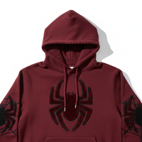 Supplier Hoodie Musim Dingin Trendi Grosir Pria, Tracksuit Grafis Cetak Digital, Pullover Fleece Jaring Laba-laba Berhias Rhinestone, Unisex Streetwear