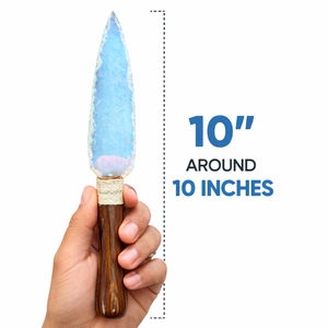 ดาบปลายหอกคริสตัลโอปาไลต์ทำมือขนาดใหญ่พิเศษ ของตกแต่งทางจิตวิญญาณ ด้ามไม้แกะสลักหิน งานฝีมือหินแกะสลัก ของตกแต่ง - Product Image 2