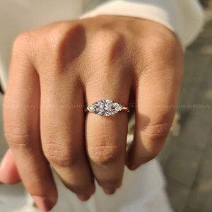 Graceful East To West Marquise Cut Diamond Engagement <b>Ring</b> <b>Solitaire</b> Style 0.50 To 3.00 CT 925 <b>Silver</b> Fine Jewelry Gift - Product Image 2