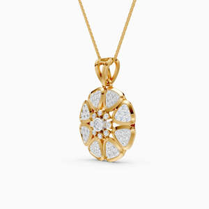 Classic Unisex 14K Solid <b>Gold</b> Rose <b>Gold</b> Synthetic Lab Grown Diamond <b>Necklace</b> Pear-Cut Center Stone Vintage Style Engagement Pave - Product Image 3