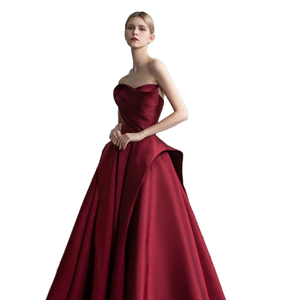 Élégante <span class=keywords><strong>robe</strong></span> de mariée bordeaux à une épaule pour <span class=keywords><strong>femme</strong></span> à la mode grandes tailles pour un usage quotidien - Product Image 1