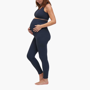 Conjunto de Yoga de 2 Piezas para Embarazadas al por Mayor: Leggings Elásticos y Sujetador Deportivo de Color Liso para Verano, Ropa Deportiva Personalizada para Embarazo - Product Image 3