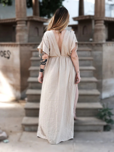 Handmade Khadi Cotton Full Dress | Bohemian Maxi <b>Kaftan</b> | Sustainable Summer Dress | Beach Resort Lounge Wear for <b>Women</b> - Product Image 2