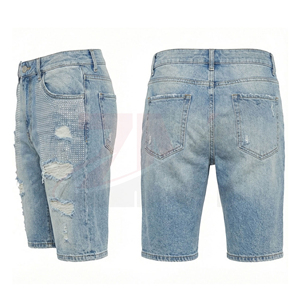 Custom Luxury Men Denim Rhinestone Shorts Premium Crystal Studded <b>Jean</b> Shorts OEM ODM Wholesale Manufacturer - Product Image 2