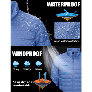 Veste d'hiver matelassée longue pour homme avec logo personnalisé sur le devant, capuche, séchage rapide, coupe-vent et respirante, doublure chaude - Product Image 5