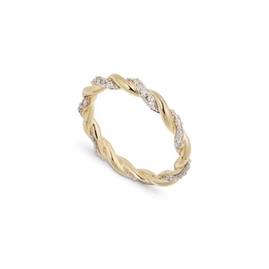 14K Solid Gold Twisted <b>Rope</b> Round Lab Grown Diamond Stackable Ring Pave Set Minimalist Modern Curved Contour Wedding Bands Women - Product Image 4