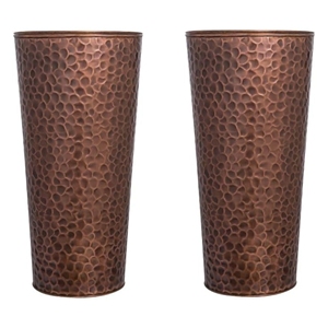 Grand pot rond en cuivre avec support pour plantes, pour intérieur et extérieur, avec insert de drainage, grand pot décoratif pour le sol, écologique et durable - Product Image 1