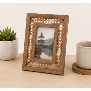 Handcrafted Rattan Cane Wooden Photo <b>Frame</b> Natural Mango <b>Wood</b> <b>Picture</b> <b>Frame</b> Boho Home Decor Tabletop Desktop Display Wholesale - Product Image 4