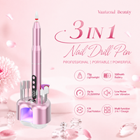 Perceuse à ongles rechargeable 35000 tr/min sans fil 3-en-1 portable en forme de stylo avec base de lampe UV pour manucure, usage professionnel et domestique