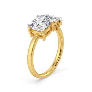 Anillo de compromiso Toi et Moi con diamantes cultivados en laboratorio de 2.00 CTW, diamantes de corte redondo, certificado IG, oro sólido de 14K, anillo nupcial de dos piedras. - Product Image 3