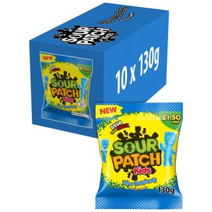 Sourr Patch Kids Blue Raspberry Flavor Soft Candy 130g Chewy Gummy Treats Sugar Coated Bulk 24 Bags Carton Wholesale Supply - Product Image 4