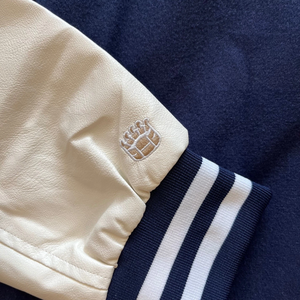 Causal Sporty Varsity <b>Jacket</b> Men Men Varsity <b>Jacket</b> Navy Blue Cream Letterman Chenille A <b>Patch</b> - Product Image 4