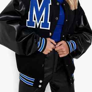 Veste universitaire pour femmes de haute qualité, surdimensionnée, avec broderie personnalisée, veste bomber tendance, style universitaire, vente en gros - Product Image 3