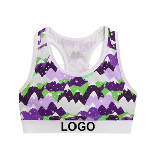 เสื้อชั้นในกีฬาแบบ Racerback สำหรับผู้หญิง ลายภูเขา ระบายอากาศได้ดี รองรับปานกลาง เหมาะสำหรับโยคะ พร้อมโลโก้ที่ชายเสื้อ (แบบ OEM สั่งทำได้) - Product Image 5