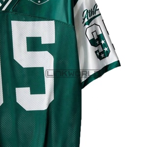 Camisetas de punto de ganchillo de manga corta con cuello redondo y logotipo personalizado para hombre OEM, camiseta de fútbol americano transpirable de talla grande - Product Image 5