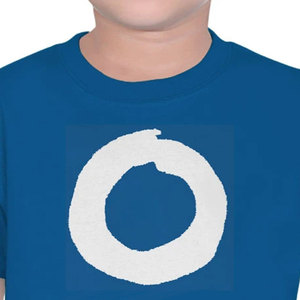 Custom Logo Printed CottonMen Blue Short Sleeve Crew Neck T-<b>Shirt</b> Front White Circle Graphic Print Casual Tee - Product Image 3