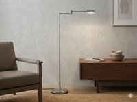 Lámpara de Pie LED Minimalista de Metal, Altura Ajustable, Pantalla Rectangular, Luz Fría Blanca 3000K, Lámpara de Pie para Oficina