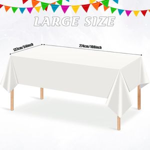 Set di 3 Tovaglie Monouso in Plastica Bianca 54 X 108 Pollici, Impermeabili, per Lauree e Compleanni - Product Image 2