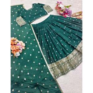 Ensemble de Lehenga Choli pour femmes, vêtements de fête, avec broderie élégante et travail de séquence - Product Image 5