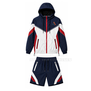 Ensemble coupe-vent durable avec veste zippée respirante et short assorti, tissu léger à séchage rapide pour l'entraînement et la course à pied - Product Image 2