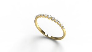 Anillo de boda minimalista de oro de 18 quilates con diamantes de corte redondo, anillo de media eternidad apilable, joyería fina para mujer - Product Image 2