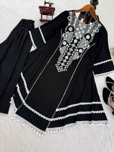 Conjunto de Kurti de Diseño en Tela de Rayón y Algodón, Estilo Indio-Pakistaní, Estilo Bollywood, Informal, para Bodas y Fiestas - Product Image 2