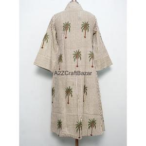 เดรสยาวทรงเอพิมพ์ลายดอกไม้สไตล์โบฮีเมียน แขนยาว ผ้าฝ้าย 100% สำหรับฤดูร้อน เป็นมิตรกับสิ่งแวดล้อม สไตล์ลำลองสำหรับผู้หญิง - Product Image 6