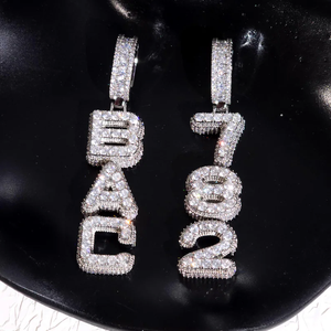 Hiphop Style 925 <b>Silver</b> Moissanite Diamond Letter Pendant <b>Charm</b> Pave Setting Round Brilliant Cut Unisex Party Jewelry - Product Image 1