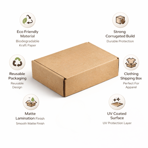 Caja de Envío de Ropa de Papel Kraft Ecológica y Biodegradable |   Empaque de Cartón Reutilizable con Laminación Mate y Recubrimiento UV - Product Image 6