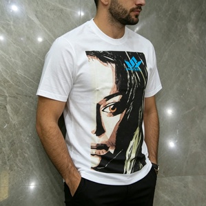 Camiseta Blanca para Hombre, Manga Corta, Cuello Redondo, Estampado Digital con Diseño Facial, Corte Regular Informal, 100% Algodón Jersey, Transpirable - Product Image 5