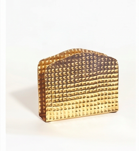 Handmade Glam Gold <b>Metal</b> Tissue Box With Elegant <b>Grid</b> Pattern Perfect For Stylish Home And Kitchenware Accessory Decor - Product Image 1