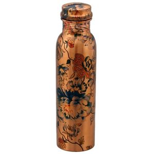 Handmade Honeycomb Pure Copper Water <b>Bottle</b> Set | Leakproof Ayurvedic Copper Vessel | Lacquer Coated Yoga Gym Copper <b>Flask</b> 1L - Product Image 2