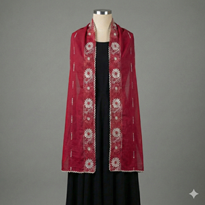 Pañuelo Hijab de Chifón Africano Largo de 12 Colores al por Mayor, Pequeño Pañuelo para Mujer Musulmana, Estilo Étnico, Bordado Floral con Pedrería, Uso Diario - Product Image 2