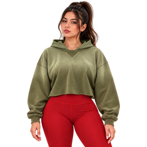 Sudadera Corta Personalizada de 400GSM al por Mayor para Marcas de Ropa Femenina, Suministro de Forro Polar para Boutiques en EE. UU. - Product Image 5