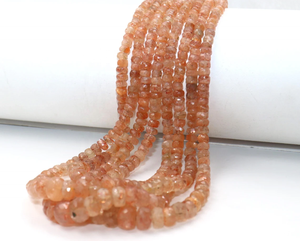 Perles Rondelle à facettes en pierre de soleil naturelle 4-7mm Pierres précieuses en vrac pour la fabrication de bijoux Améliorer les créations artistiques - Product Image 4