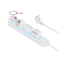 Nouvelle prise de courant standard européenne de conception créative avec 3prises CA 2TYPE-C USB-A 16A courant nominal 360 ° Rotation prise multi-prise