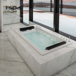 Baignoire Spa Autoportante en Acrylique Rectangulaire avec Jets de Massage et Robinet pour Usage Intérieur, Bain Japonais pour 2 Personnes, à Air - Product Image 1