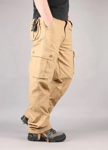 Pantalon cargo unisexe en coton pur de haute qualité, logo personnalisé, multi-poches, pantalon cargo hip hop pour hommes - Product Image 4