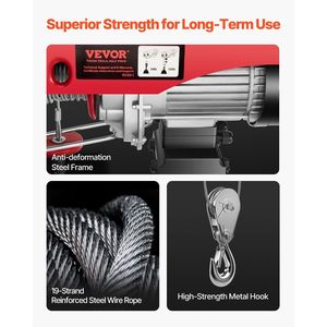 Argano Elettrico a Fune in Acciaio da 1150W 110V, Capacità di Sollevamento 1320 Libbre, Telecomando Cablato 14ft, Argano Elettrico a Cabina Singola 40ft - Product Image 5