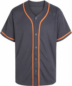 Maillot de baseball unisexe blanc à rayures marine, manches courtes, boutonnage frontal, coupe classique, respirant, séchage rapide, écologique - Product Image 3