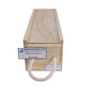 THANH TUNG THINH CO. LTD Eco-Friendly Wooden Storage <b>Box</b> Rectangle Shape Dark Brown Finish with Metal Handle and Label - Product Image 4