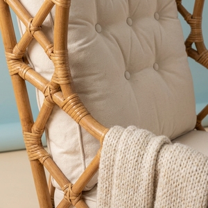 Handcrafted Natural Rattan Eco-Friendly Ergonomic <b>Dining</b> Chair Comfortable Soft Tufted Cushion Modern Scandinavian Living Room - Product Image 6