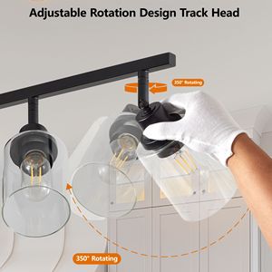 Kit di illuminazione a binario nero a 5 luci, applique da parete per bagno e luci orientabili a soffitto per cucina - Product Image 6