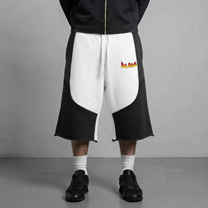 Pantalones cortos de forro polar para hombre de alta calidad, 100% algodón, estilo jogger, 2 colores, streetwear, corte holgado, hip hop, cómodos. - Product Image 1