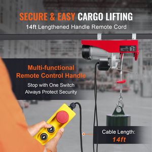 1600W 110V Electric <b>Hoist</b> 14ft Wired Remote Control 40ft Single Cable Lifting Height 2200 Lbs Attic Lift 600kg Load Pure Copper - Product Image 5