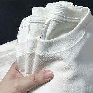 Men Women 100% Cotton T-<b>shirt</b> Solid Color Trend Leisure <b>Short</b> <b>Sleeve</b> Black <b>White</b> Gray High Quality Heavy Fabric Loose T <b>Shirt</b> - Product Image 4